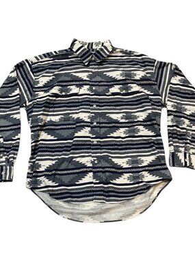 Vintage Tidewater Traders Aztec Southwestern Tribal Button Down Shirt Size LARGE